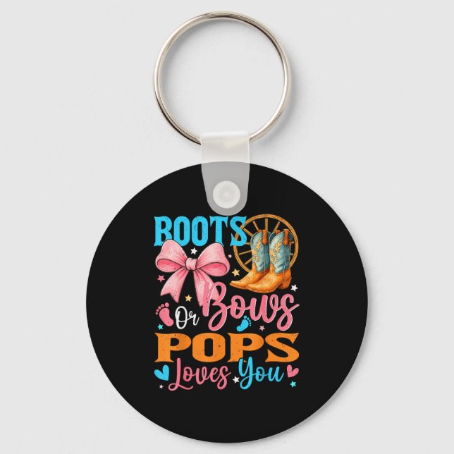 Boots Or Bows Ps Loves You Gender Reveal Family  Key Ring (Front)