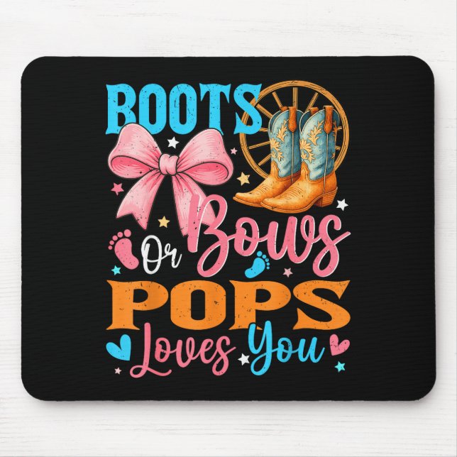 Boots Or Bows Ps Loves You Gender Reveal Family  Mouse Mat (Front)