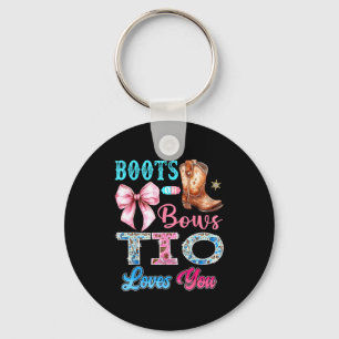 Boots Or Bows Tio Loves You Gender Reveal Western  Key Ring