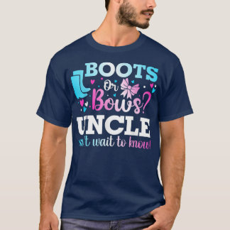 Boots or Bows Uncle Gender Reveal Baby Shower Anno T-Shirt