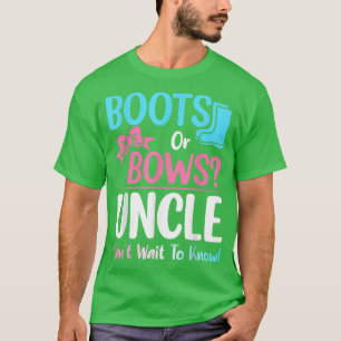Boots or Bows Uncle Gender Reveal Pregnancy Announ T-Shirt