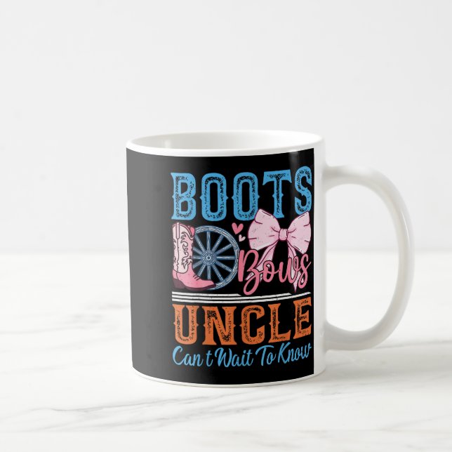 Boots Or Bows Uncle Loves You Gender Reveal Family Coffee Mug (Right)