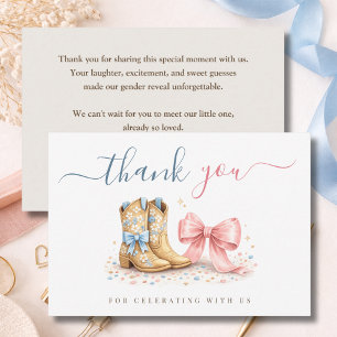Boots Or Bows Western Chic Gender Reveal Thank You Card
