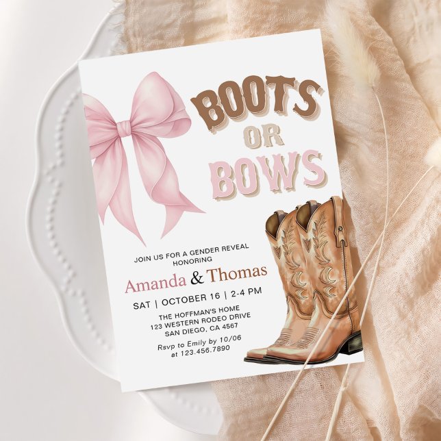 Boots or Bows Western Gender Reveal Invitation (Creator Uploaded)