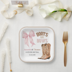 Boots or Bows Western Gender Reveal Paper Plate