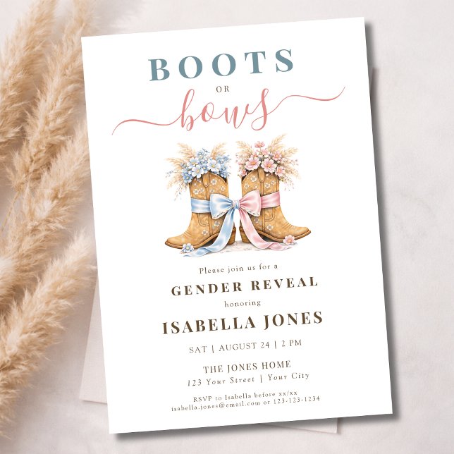 Boots or Bows Western Theme Gender Reveal  Invitation (Creator Uploaded)