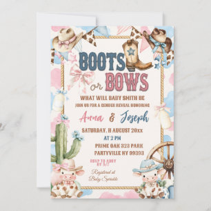Boots or Bows Wild West Gender Reveal Invitation