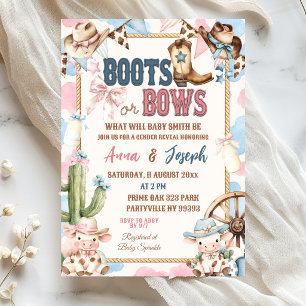 Boots or Bows Wild West Gender Reveal Invitation