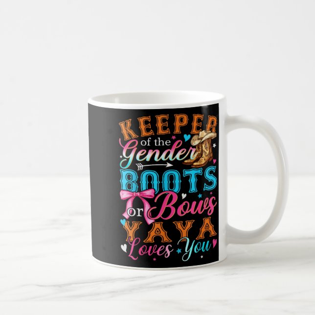 Boots Or Bows Yaya Loves You Gender Reveal Family  Coffee Mug (Right)
