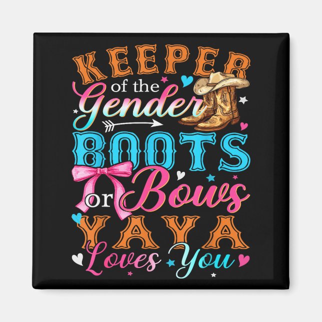 Boots Or Bows Yaya Loves You Gender Reveal Family  Magnet (Front)