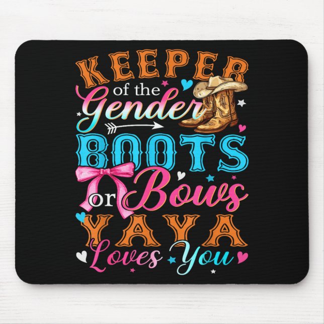 Boots Or Bows Yaya Loves You Gender Reveal Family  Mouse Mat (Front)