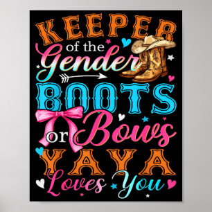 Boots Or Bows Yaya Loves You Gender Reveal Family Poster