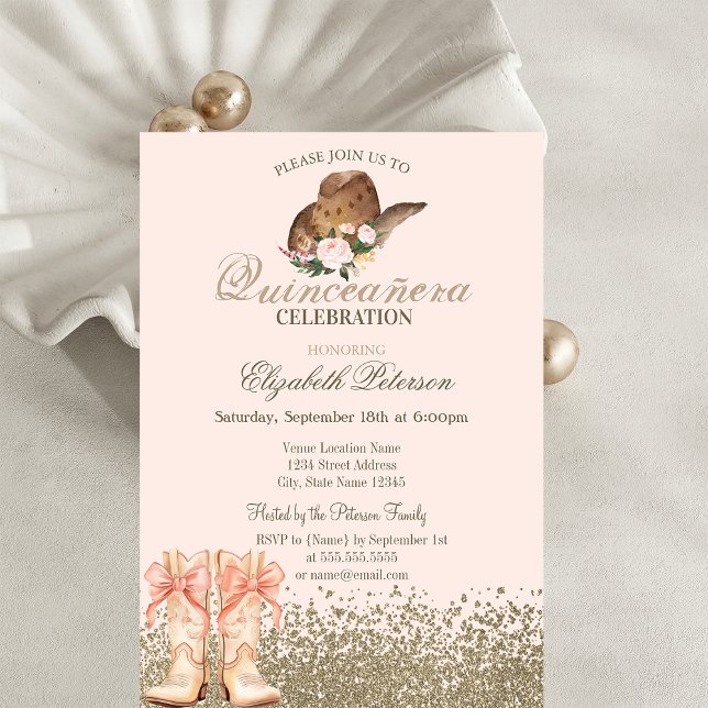 Boots Quinceañera  Invitation (Creator Uploaded)