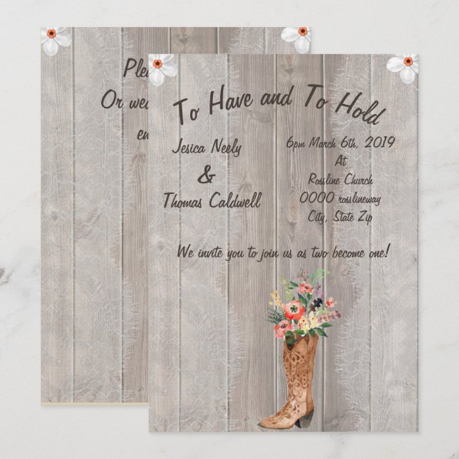 Boots wedding invite (Front/Back)