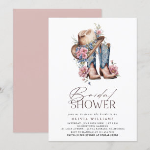 Boots Western Cowgirl Floral Bridal Shower Invitation