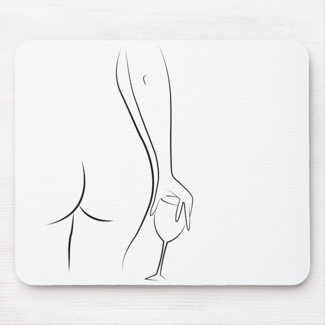 Booty and wine oclock - B&W Mouse Mat (Front)