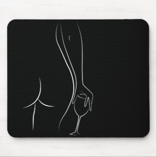 Booty and wine oclock - B&W Mouse Mat