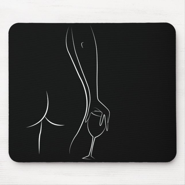 Booty and wine oclock - B&W Mouse Mat (Front)