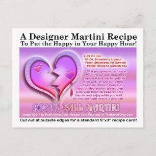 Booty Call Valentine's Day Martini Recipe Postcard