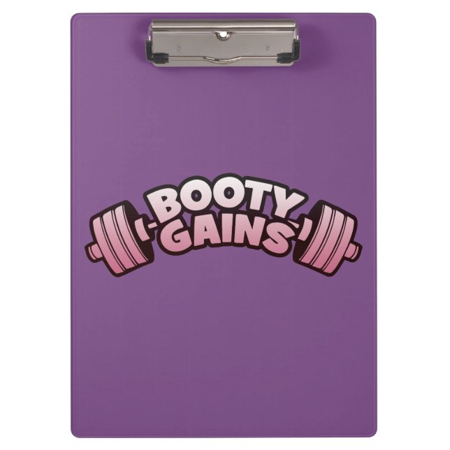 Booty Gains - Women's Novelty Motivational Workout Clipboard (Front)