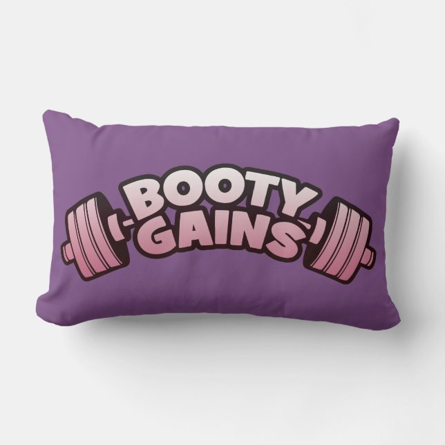 Booty Gains - Women's Novelty Motivational Workout Lumbar Cushion (Front)