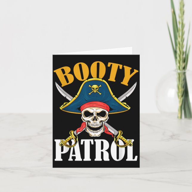 Booty Patrol Pirate Halloween Card (Front)