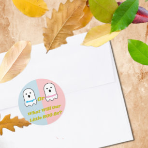 Booy or Ghoul Halloween Ghost Gender Reveal Classic Round Sticker