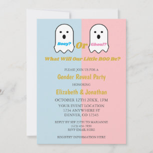 Booy or Ghoul Halloween Ghost Gender Reveal Invitation