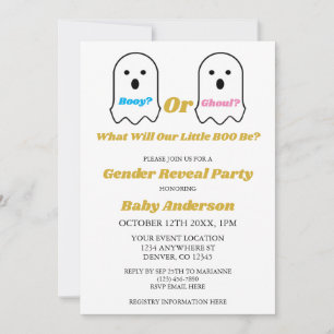 Booy or Ghoul Halloween Ghost Gender Reveal Invitation