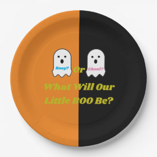 Booy or Ghoul Halloween Ghost Gender Reveal Paper Plate