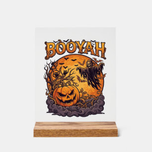 Booyah Halloween Pumpkin Grim Reaper Orange Moon_1 Acrylic Sign