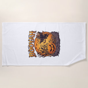 Booyah Halloween Pumpkin Grim Reaper Orange Moon_1 Beach Towel