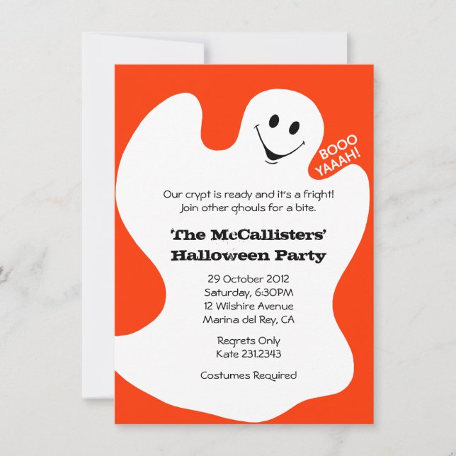 BOOYAHH! Orange Halloween Costume Fun Party Invitation (Front)