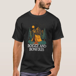 Booze And Bonfires Camping Beer Camper Drinker Hi T-Shirt