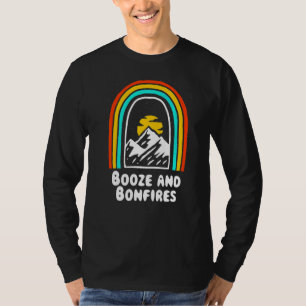 Booze And Bonfires Camping Beer Camper Drinker Hi T-Shirt