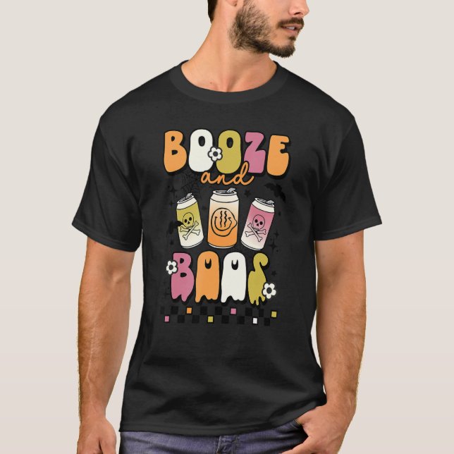 Booze And Boos Groovy Boo Crew Halloween Costume T-Shirt (Front)