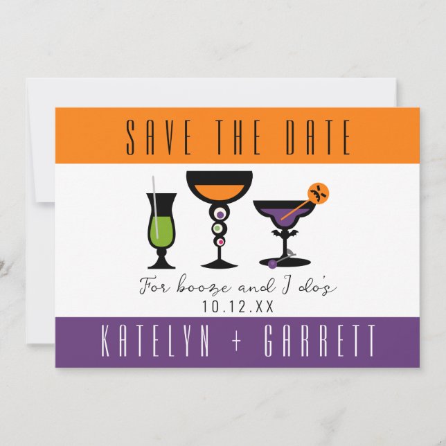 Booze and I Do's Halloween Save The Date Card (Front)
