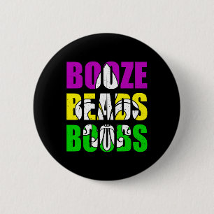 Booze Breast Beads Mardi Gras Women Men Adults 6 Cm Round Badge