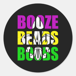 Booze Breast Beads Mardi Gras Women Men Adults Classic Round Sticker