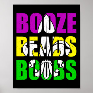 Booze Breast Beads Mardi Gras Women Men Adults Poster