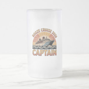 Booze Cruise 2026 The Captain Funny Matching Frosted Glass Beer Mug