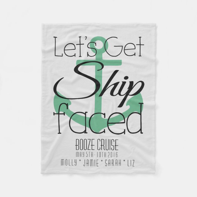 Booze Cruise, Bachelorette Weekend, Personalised Fleece Blanket (Front)