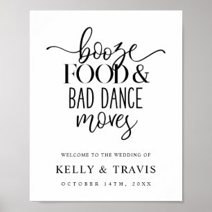 Booze Food and Bad Dance Moves Wedding Poster