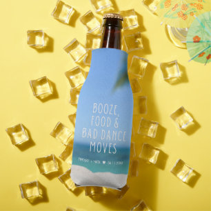 Booze Food Bad Dance Beach Wedding Favour Bottle Cooler