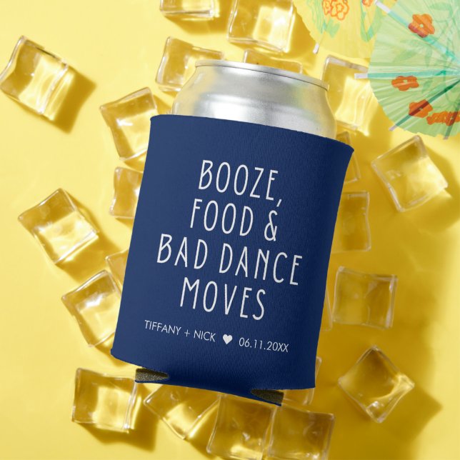 Booze Food Bad Dance Beach Wedding Favour Can Cool Can Cooler (In Situ Summer)