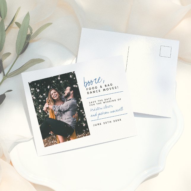 Booze Food & Bad Dance Moves | Blue Handwriting Postcard (Creator Uploaded)