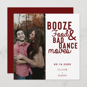 Booze Food & Bad Dance Moves Funny Date Photo Save The Date