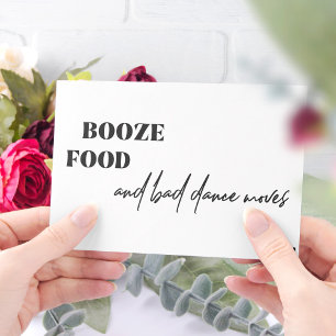 Booze food bad dance moves funny wedding invitation