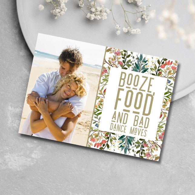 Booze Food Bad Dance Moves Photo Wedding  Save The Date (Booze Food Bad Dance Moves Photo Wedding Save The Date)