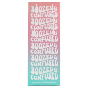 Boozed Confused Retro Aqua Pink Bachelorette Party Wine Gift Bag